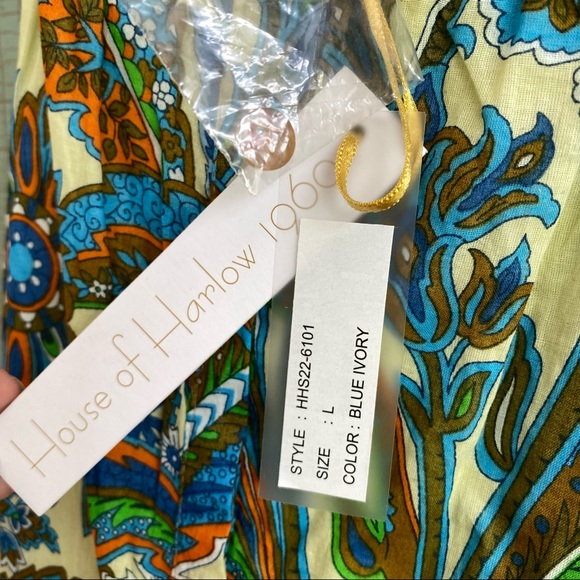 NWT House of Harlow Boho Floral Blue Ivory V-neck Maxi Dress - Picture 6 of 17